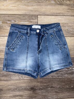 High-Rise Faded Blue Denim Shorts for Women